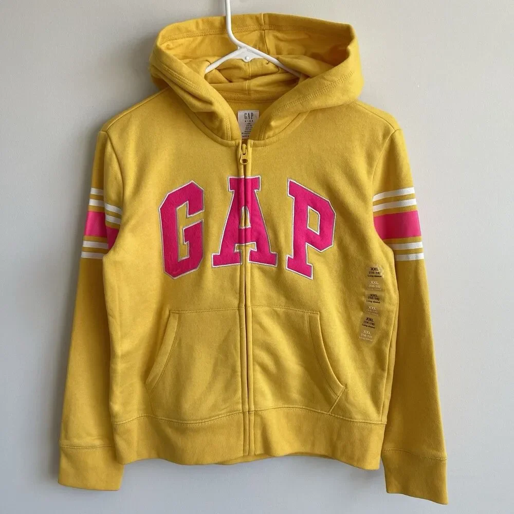 GAP Girls Youth XXL 14/16 Fleece Hoodie Zip Up Sweatshirt Yellow‎